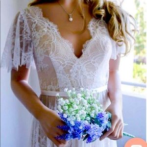 Boho lace wedding dress